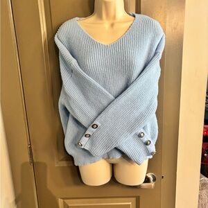 Light Blue V-Neck Sweater